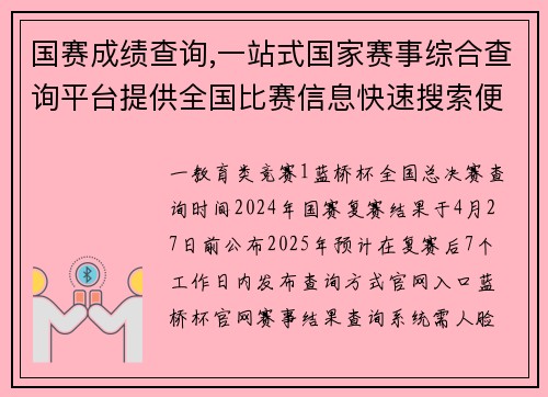 国赛成绩查询,一站式国家赛事综合查询平台提供全国比赛信息快速搜索便捷服务